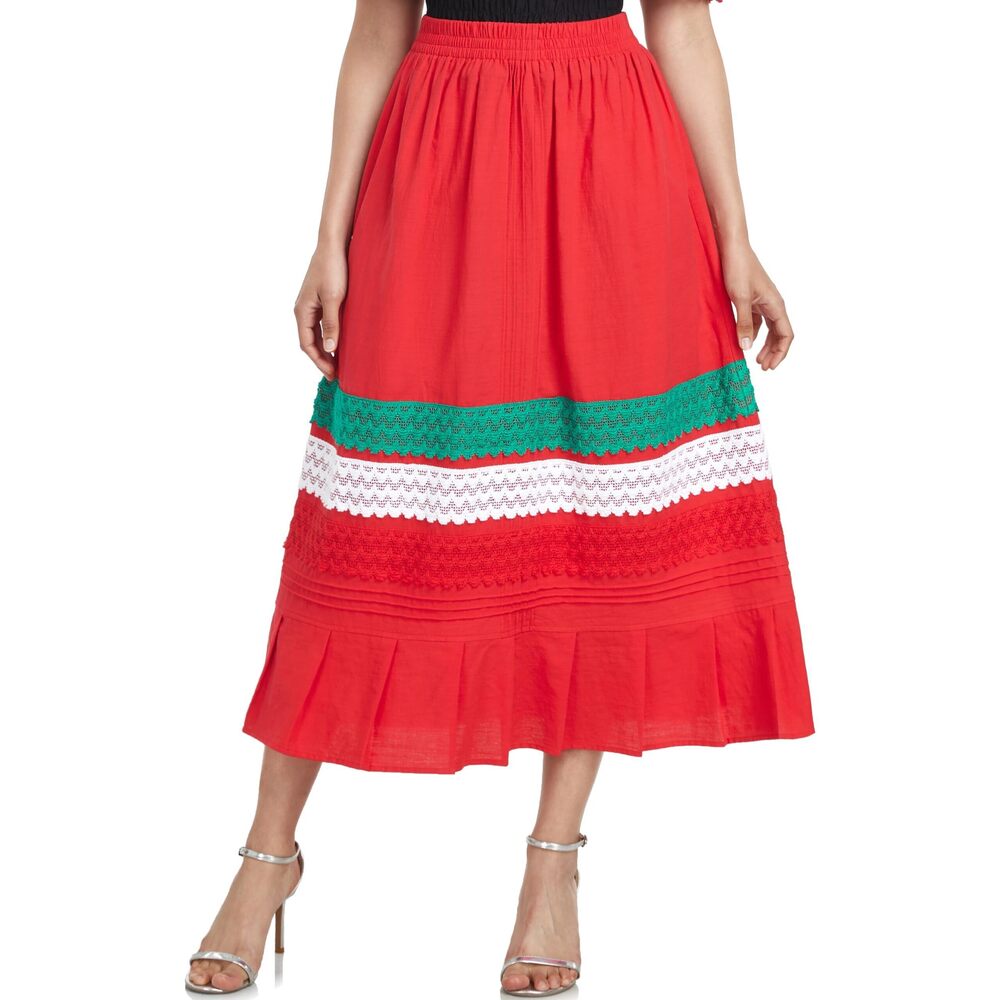 2670 Mexican Skirt Fiesta Theme Party Skirt Maxi Lace Traditional Dannce